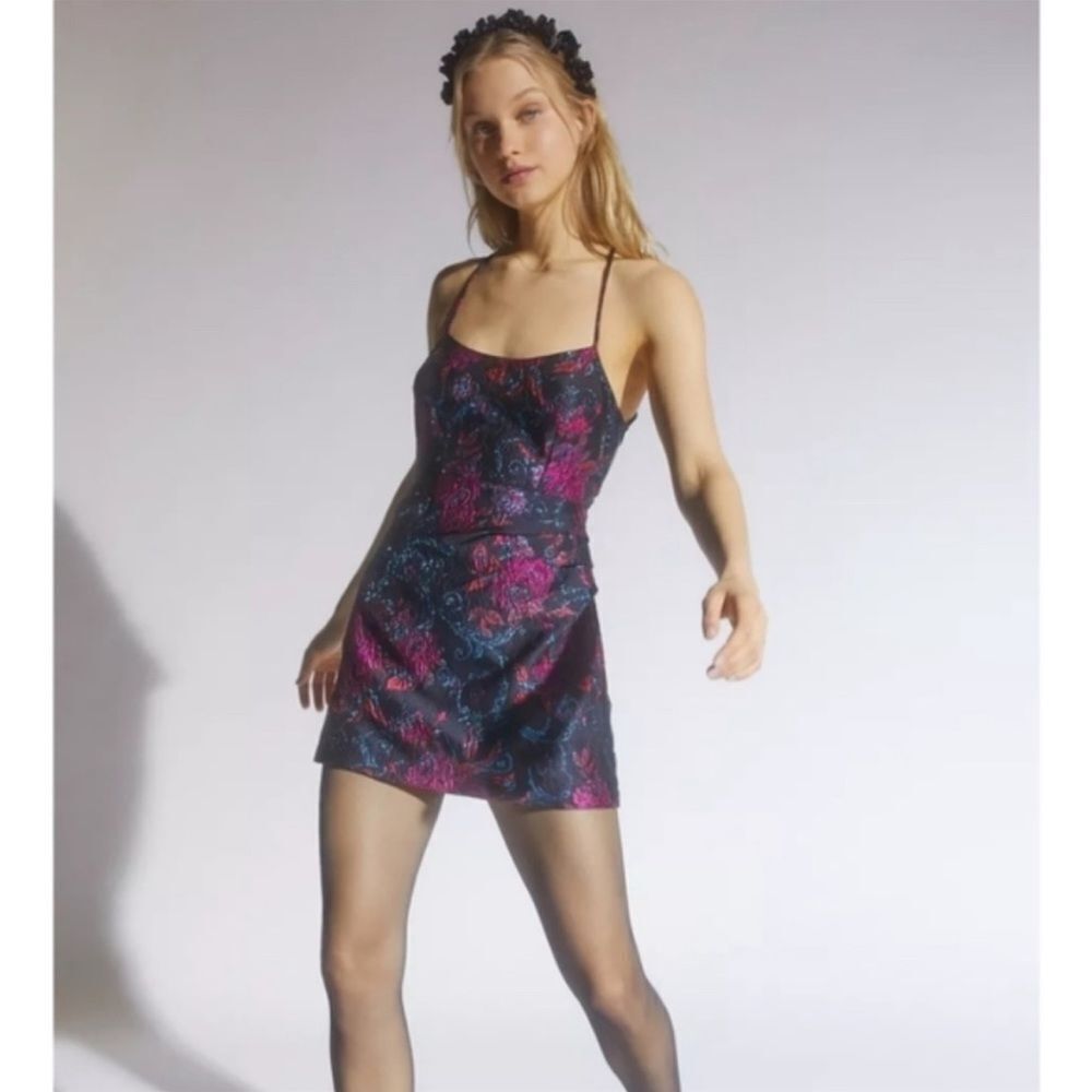 URBAN Outfitters Electric Heart Strappy-Back Mini Dress